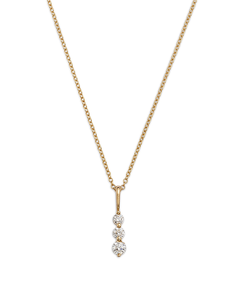 Bloomingdale's Fine Collection Diamond Three Stone Pendant Necklace in 14K Yellow Gold, 0.25 tcw