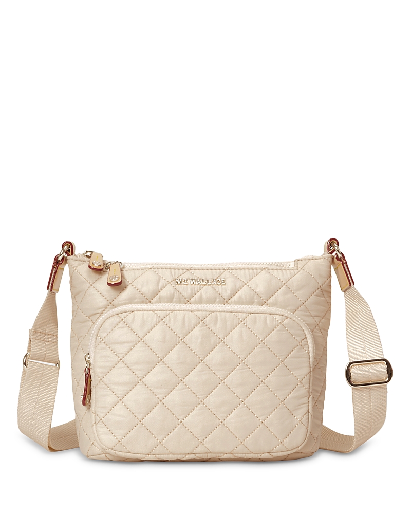 Mz Wallace Metro Scout Deluxe Quilted Nylon Crossbody Bag In Buff/light Gold