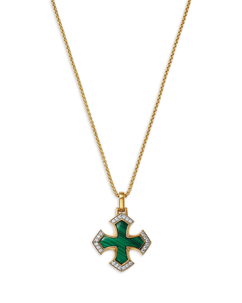Bloomingdale's Fine Collection Men's Malachite & Diamond Cross Pendant ...