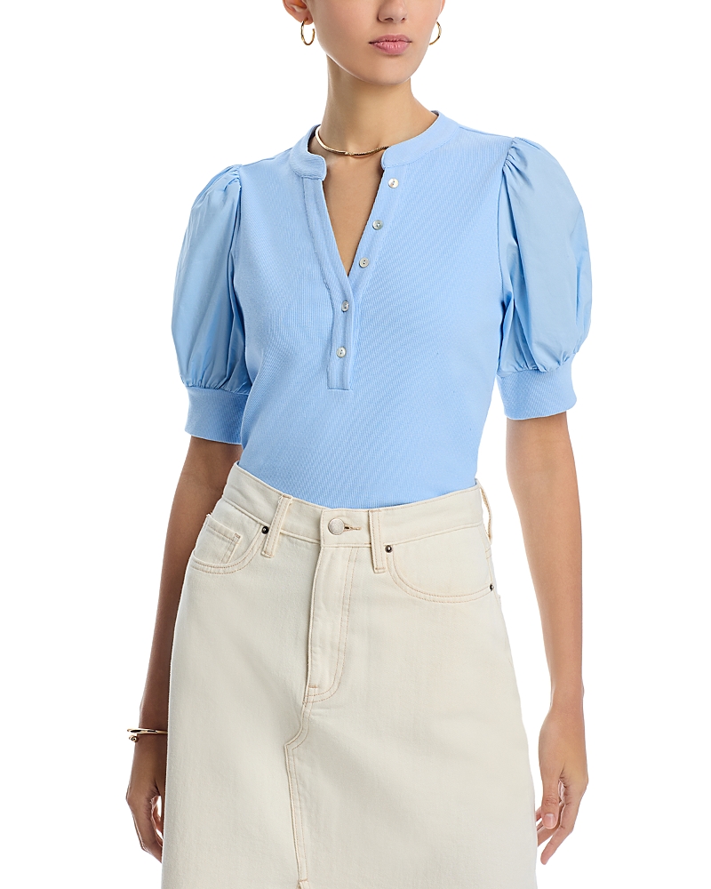 Single Thread Puff Sleeve Henley Top