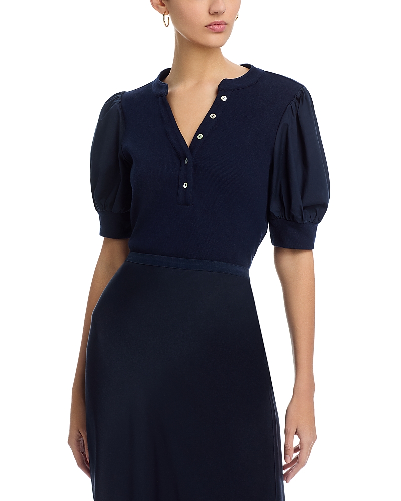 Single Thread Puff Sleeve Henley Top