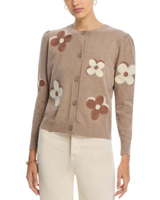 Flower Embroidered Crewneck Cardigan