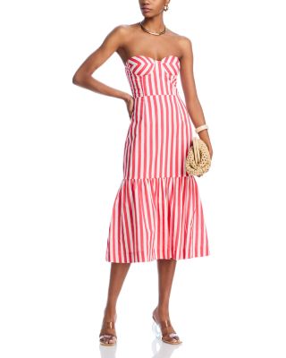 AQUA - Stripe Bustier Midi Dress - Exclusive
