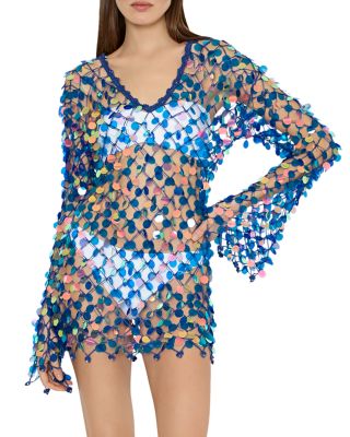 Embellished Crochet Dress Swim Cover-Up
