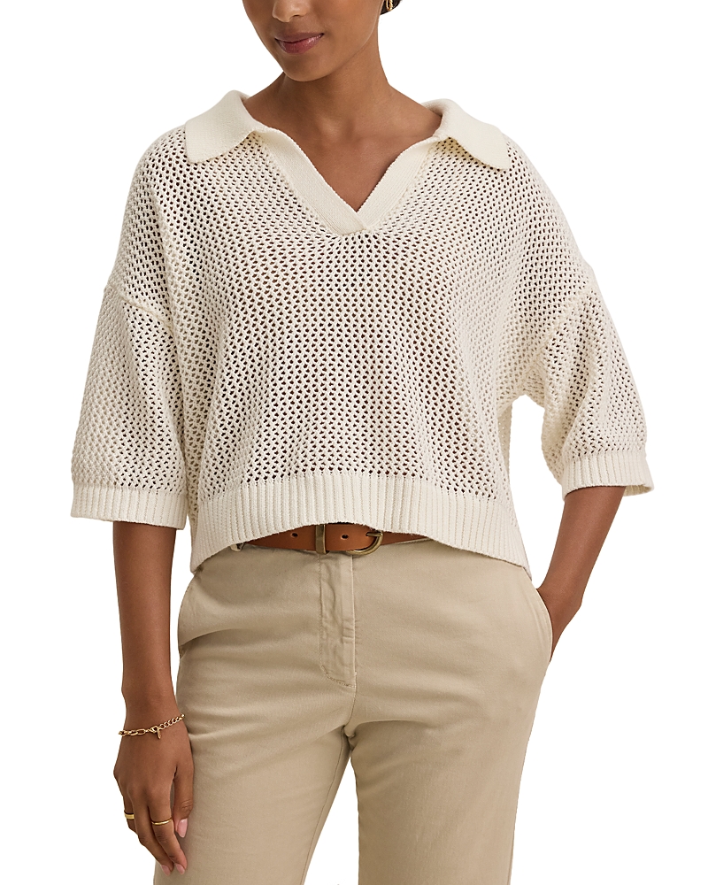 Shop Velvet By Graham & Spencer York Polo Top In Milk White