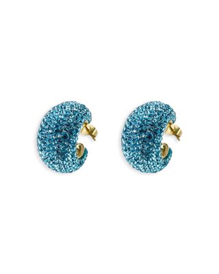 Blue Pav&eacute; Hoop Earrings - Exclusive