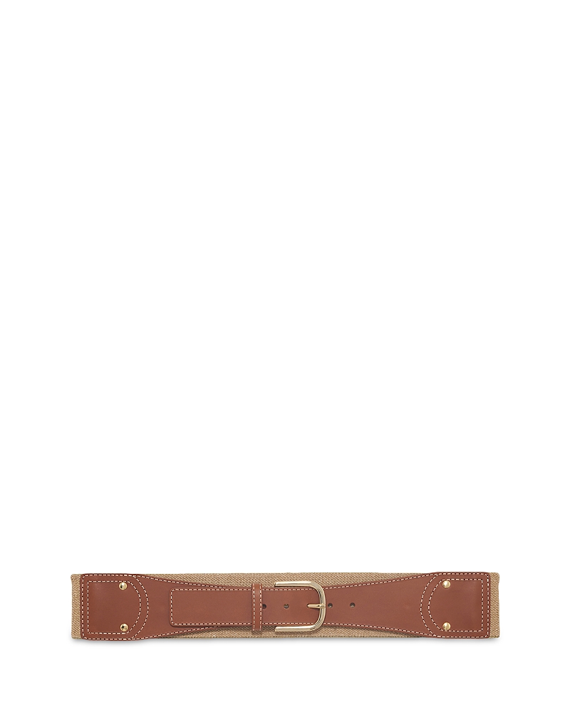 Gerard Darel Izia Leather & Fabric Belt In Camel