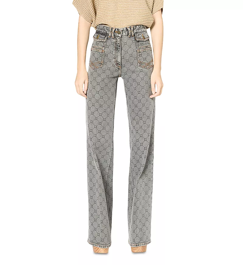 Gerard Darel Anna Printed Jeans in Charcoal