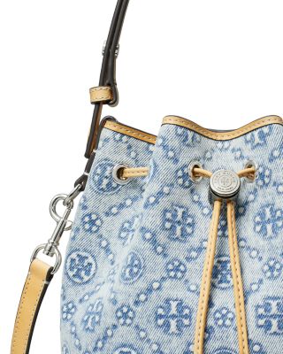 T Monogram Denim Small Bucket Bag