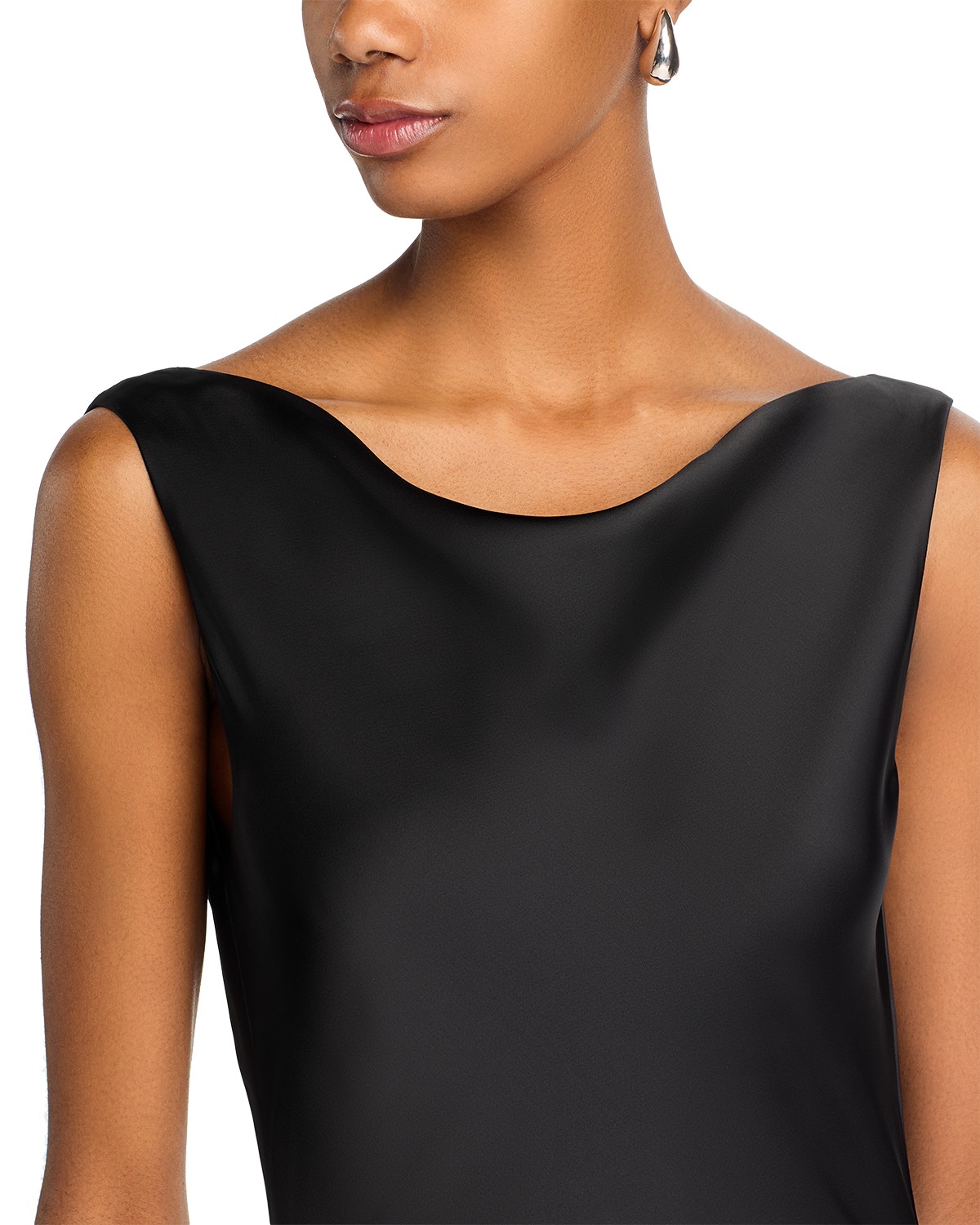 Sleeveless Low Back Draped Gown