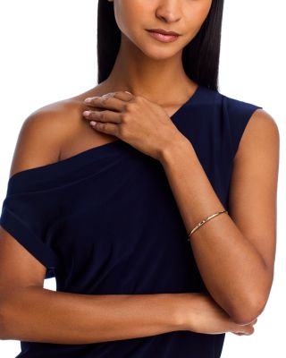 Burnished Diamond Set Bangle in 14K Yellow Gold, 0.25 tcw