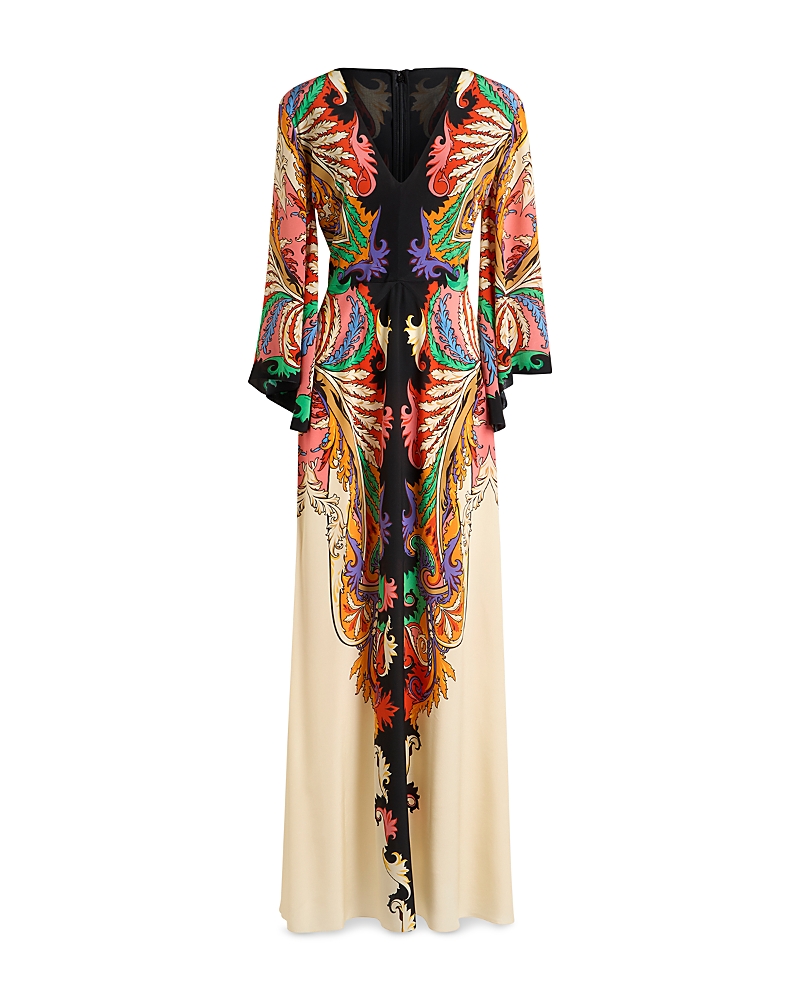 Etro Kimono Sleeve Gown In White Print