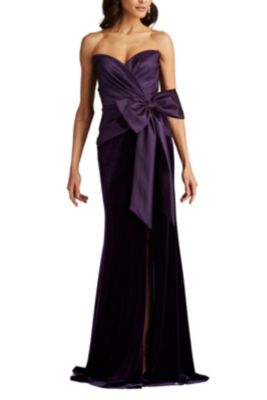  Nimue Strapless Draped Bow Gown