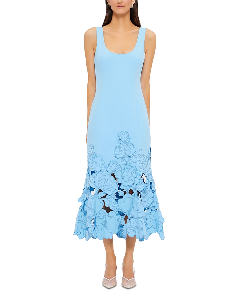 Shop Leo Lin Emily Applique Midi Dress In Cornflower