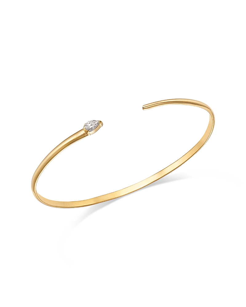 Moon & Meadow 14k Yellow Gold Pear Cut Diamond Tapered Open Cuff Bracelet, 0.18 Ct. T. W. In Gold
