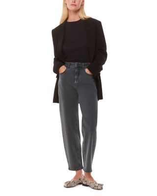 High Rise Stretch Barrel Leg Jean in Grey