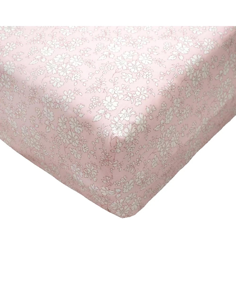 Coco & Wolf Liberty Fabric Capel Pink Print Fitted Sheet, Twin In Capel Pink