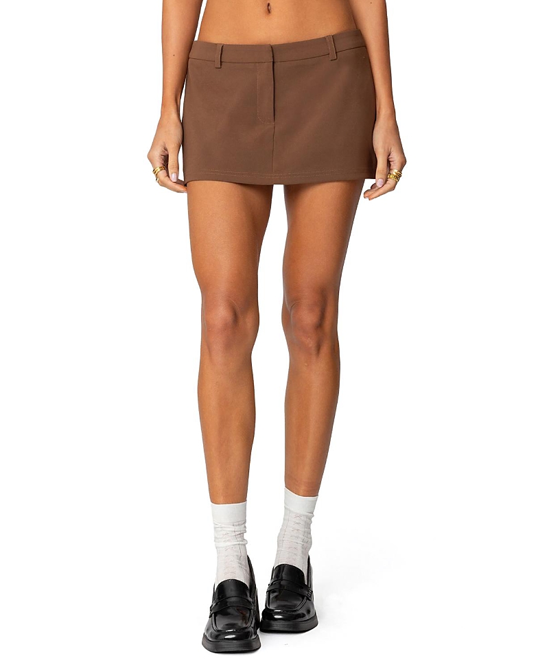 Shop Edikted Marlie Tailored Micro Mini Skort In Brown