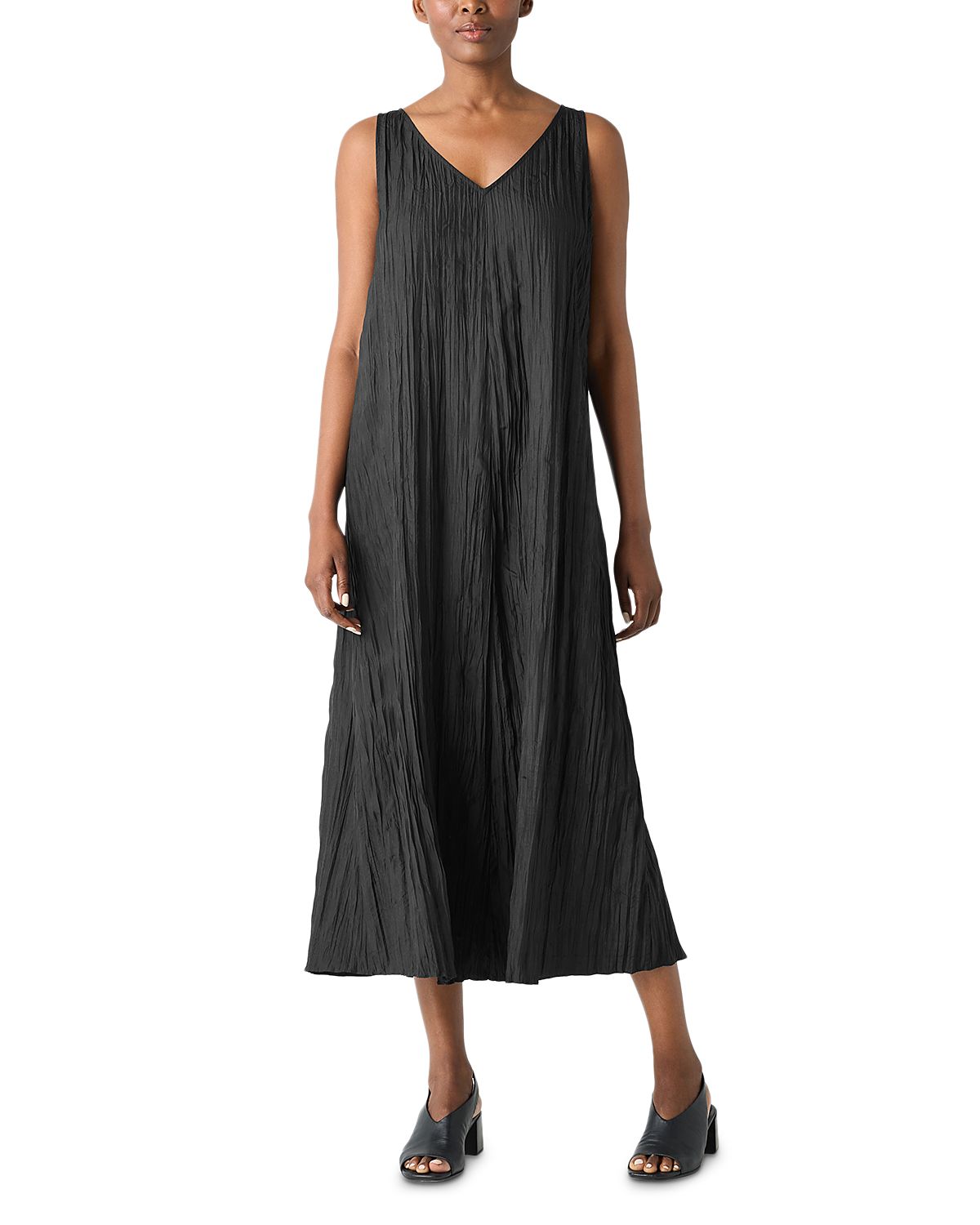 Eileen Fisher Crushed Silk Midi Dress