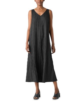 green emerald velvet dress Crushed Silk Dress  Eileen Fisher Renew