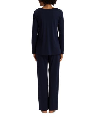 Cotton Silk V Neck Long Sleeve Pajama Set