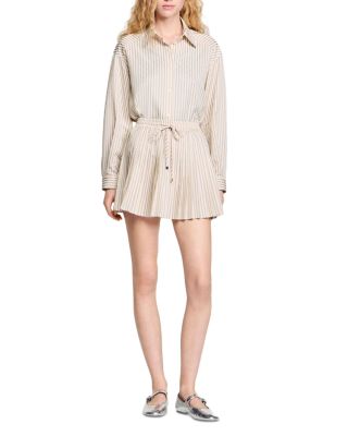 Rhinestone Striped Pleated Skirt