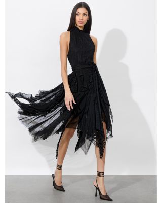 navy blue dress for baby girl HOLLY ASYMMETRIC RUFFLE MAXI DRESS
