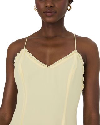 Raya Chiffon Ruffle Neck Midi Yellow Dress