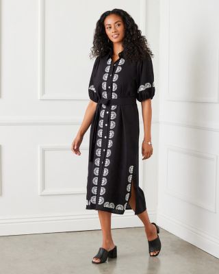 Embroidered Shirt Dress