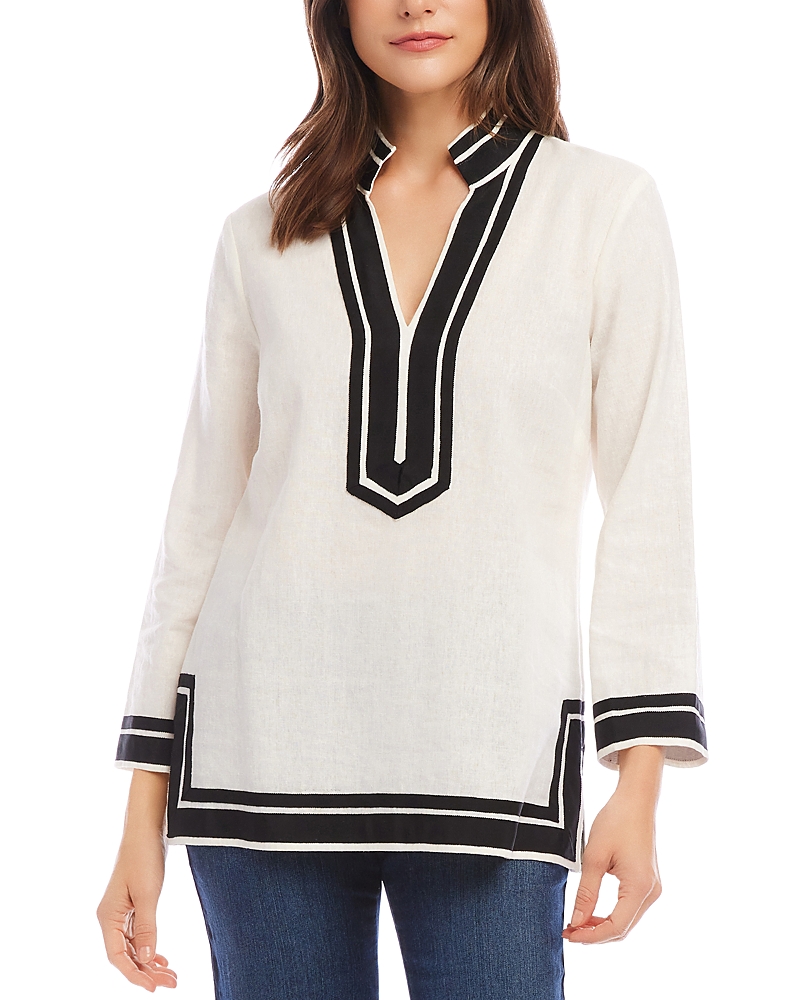 Karen Kane The St. Tropez Long Sleeve Linen Blend Dress In Neutral