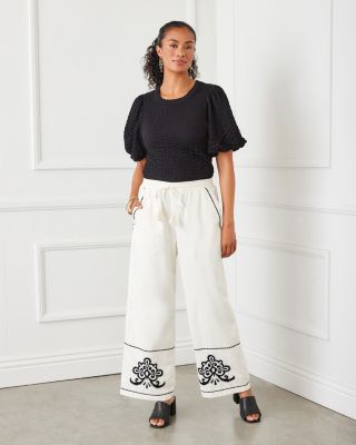 Embroidered Drawstring Pants