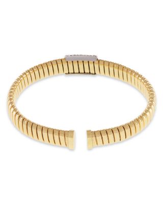 18K Yellow Gold Via Mercanti Tubogas Diamond Cylinder Bangle Bracelet