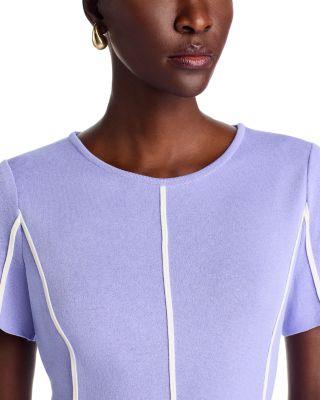 Contrast Piping Jewel Neck A Line Dress