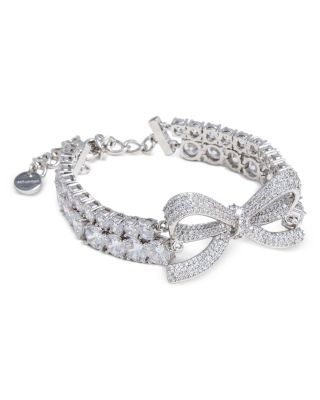 Self-Portrait Crystal Bow Double Tennis Bracelet