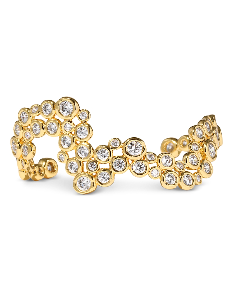 ALEXIS BITTAR ASTERALES CUBIC ZIRCONIA WAVE CUFF BRACELET IN 14K GOLD PLATED