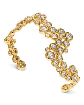 Asterales Cubic Zirconia Wave Cuff Bracelet in 14K Gold Plated