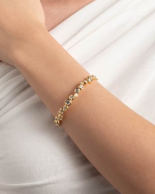 Asterales Cubic Zirconia Skinny Cuff Bracelet in 14K Gold Plated
