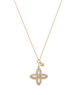 Bloomingdale's Fine Collection Mother of Pearl & Diamond Flower Pendant Necklace in 14K Yellow Gold, 18