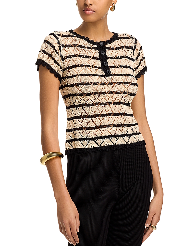 Fore Crochet Top In Cream/black
