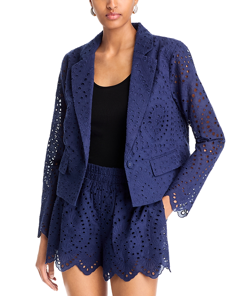 AQUA EYELET BLAZER - EXCLUSIVE