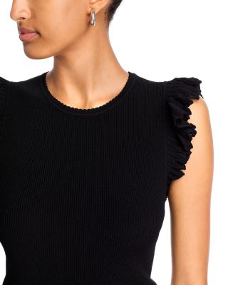 Rib Knit Flutter Sleeve Top - Exclusive