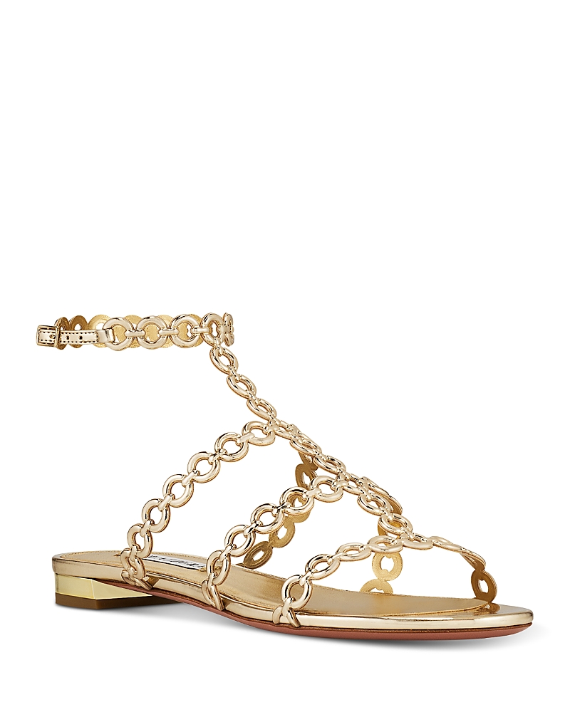Shop Aquazzura Women's Infinity Chain Sandals In Soft Gold