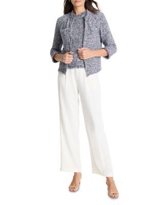 Mixed Knit Fringe Trim Cardigan