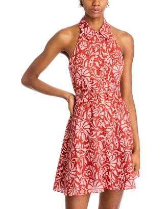 Veronica Beard Beau Floral Print Linen Halter Dress | Bloomingdale's Women