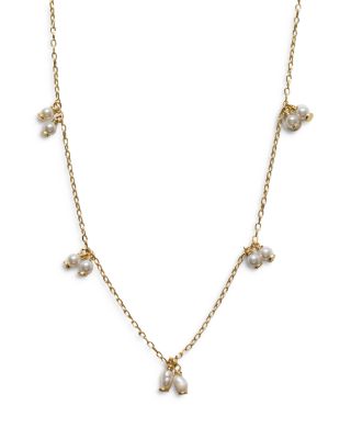 Argento Vivo - Delicate Cultured Freshwater Pearl Statement Necklace in 18K Gold Plated Sterling Silver, 16"-18"