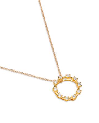 Diamond Circle Pendant Necklace in 14K Yellow Gold, 0.15 tcw