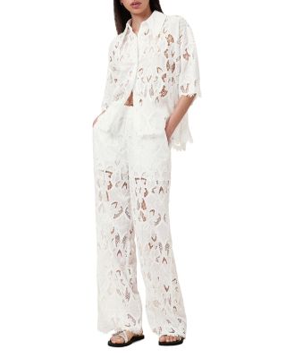  Charli Embroidered Shirt & Lace Wide Leg Pants