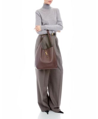 Le 5 &Agrave; 7 Supple Large Shoulder Hobo Bag in Smooth Leather