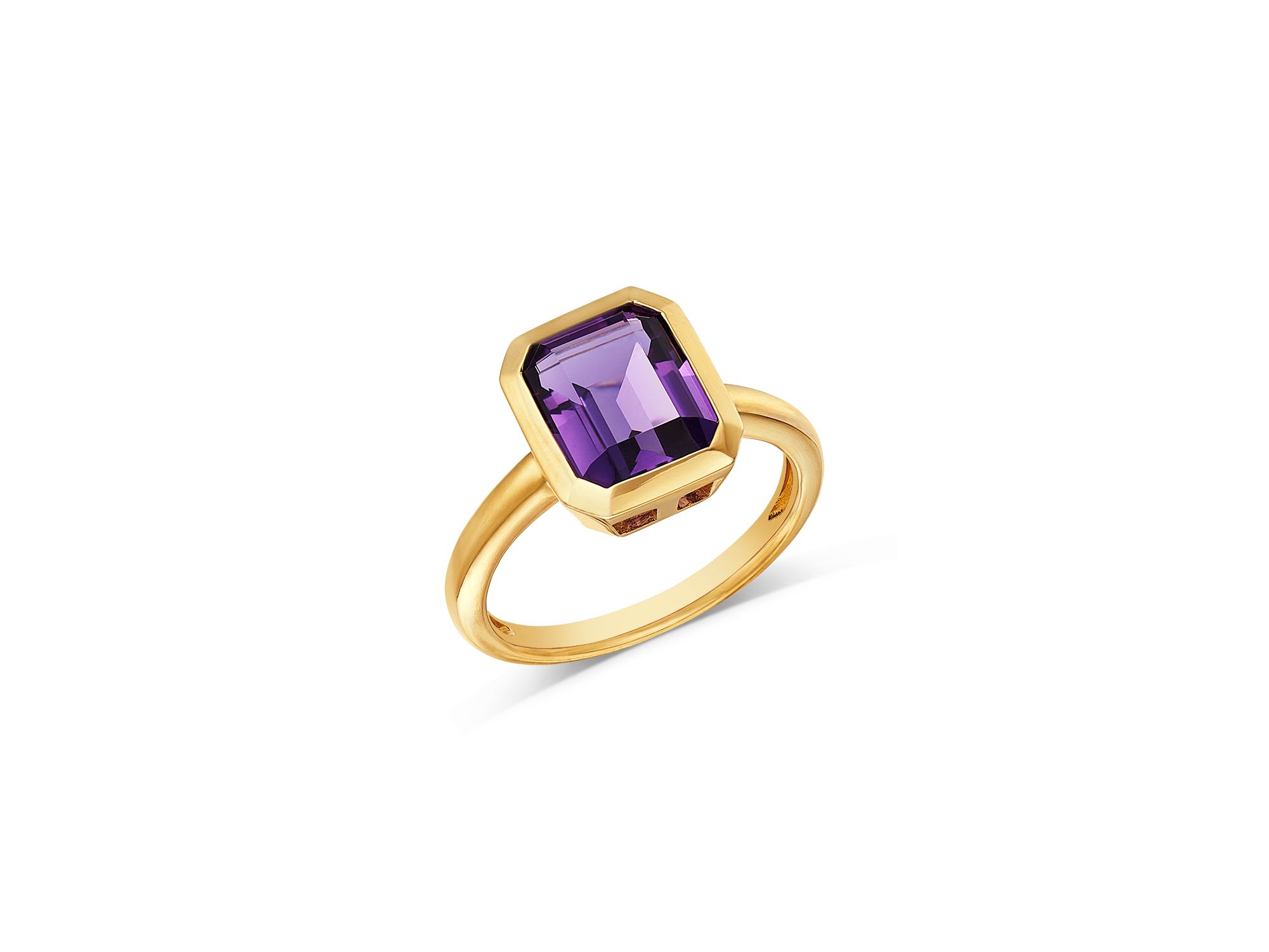 Amethyst Bezel Ring in 14K Yellow Gold - Image 1