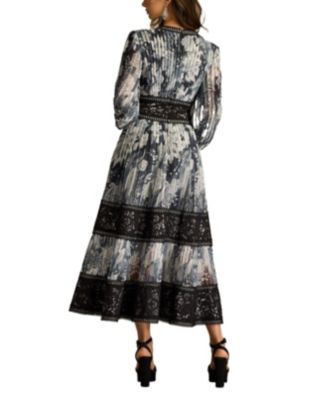 Derby Pleated Chiffon Midi Dress